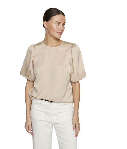 Ellette 2/4 Satin Puff Top - Grey