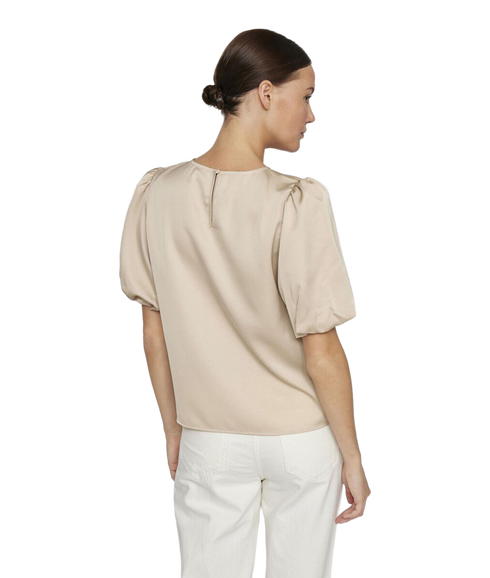 Ellette 2/4 Satin Puff Top - Grey