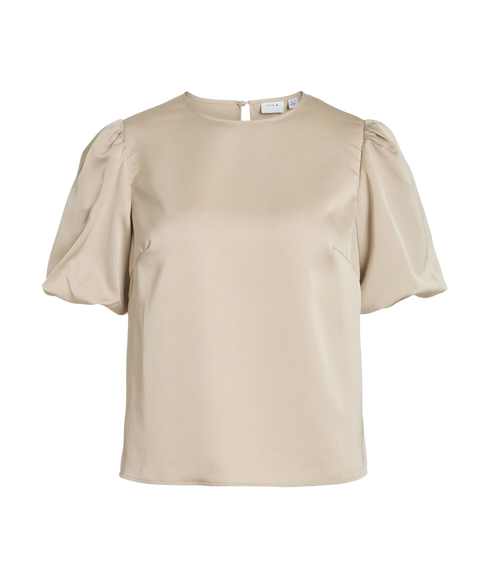 Ellette 2/4 Satin Puff Top - Grey