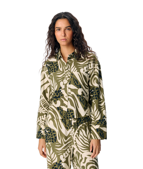 Mella L/S Cropped Shirt - Green