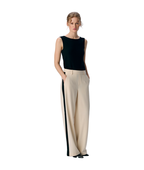 Lisa Wide Pant Aop - Cream