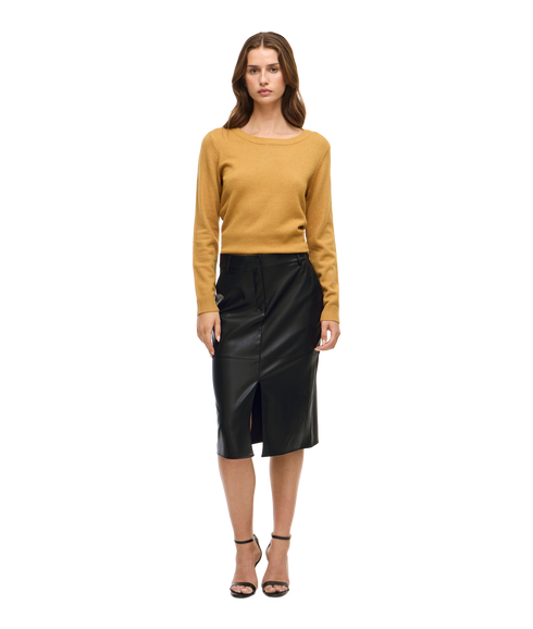 Dagmar Midi Coated Skirt -- Black