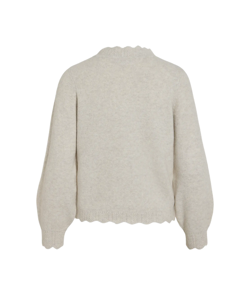 Nikolina O-Neck L/S Knit Top - - Super Light Natural Melan