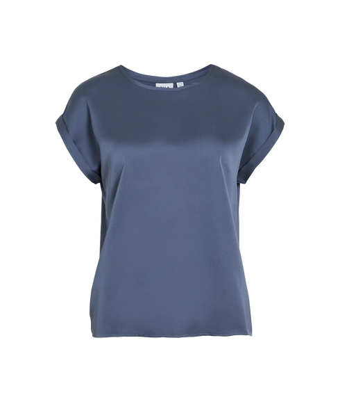 Ellette S/S Satin Top - Vintage Indigo