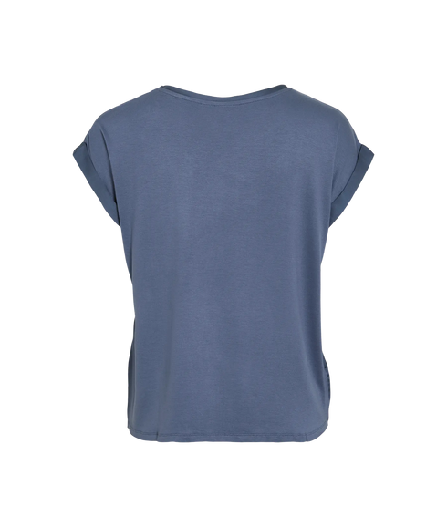 Ellette S/S Satin Top - Vintage Indigo