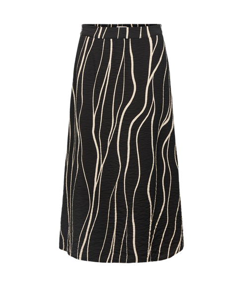 Jacira Mw Skirt - Black Sandshell Wavy Lines