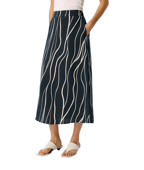 Jacira Mw Skirt - Black Sandshell Wavy Lines