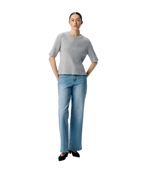 Elva 2/4 Re O-Neck Knit - Grey