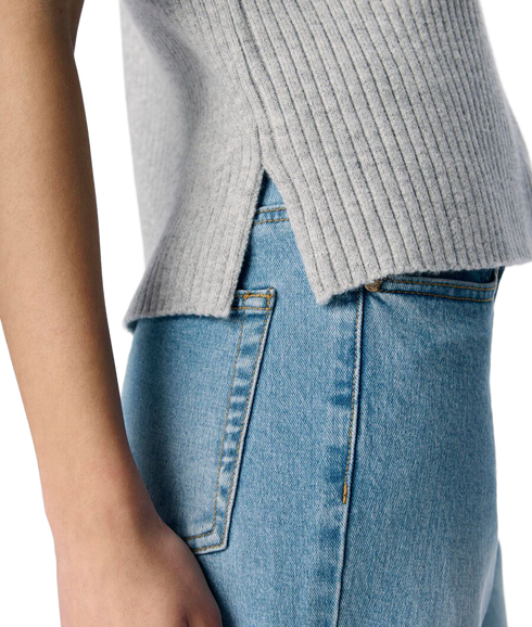 Elva 2/4 Re O-Neck Knit - Grey