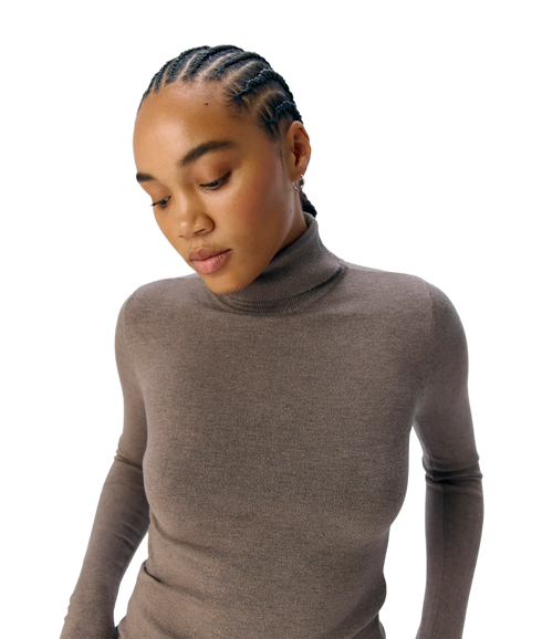 Thess L/S Rollneck Knit Pullover - Morel Melange