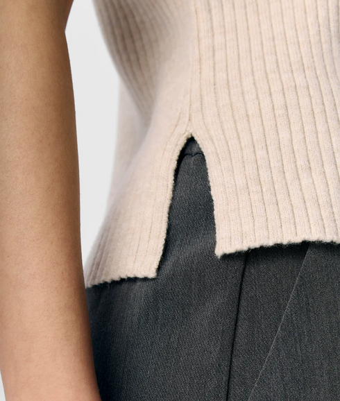 Elva 2/4 Re O-Neck Knit - Humus White Sand Melange