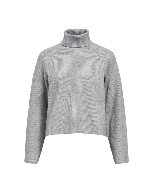 Viola Ls Lo Rollneck Knit - Medium Grey Melange
