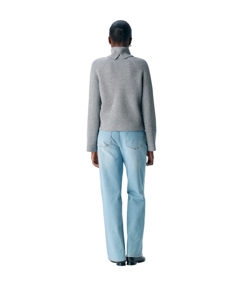 Viola Ls Lo Rollneck Knit - Medium Grey Melange