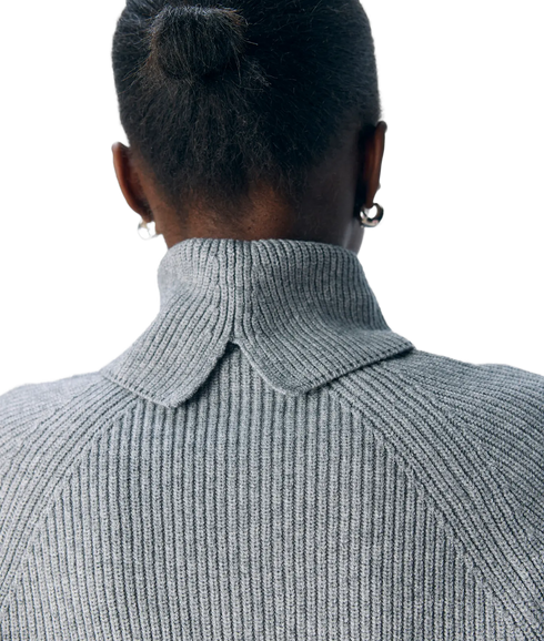 Viola Ls Lo Rollneck Knit - Medium Grey Melange