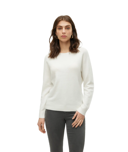 Doffy LS O-Neck Blouse - White