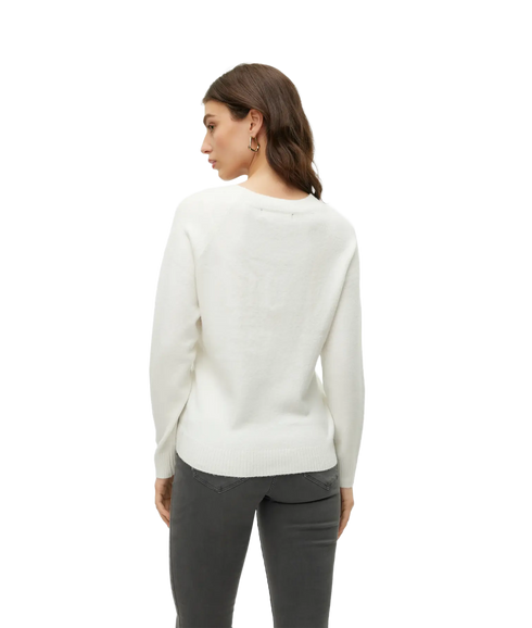 Doffy LS O-Neck Blouse - White