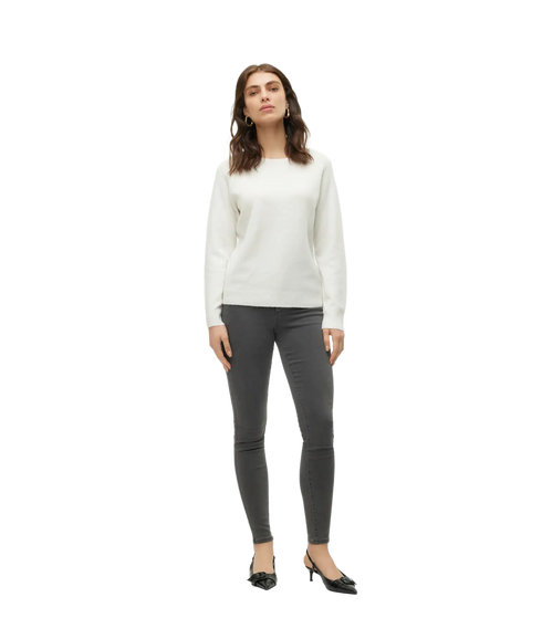 Doffy LS O-Neck Blouse - White