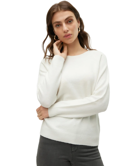 Doffy LS O-Neck Blouse - White