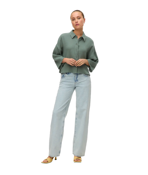 Natali Crop Shirt Wvn - Green