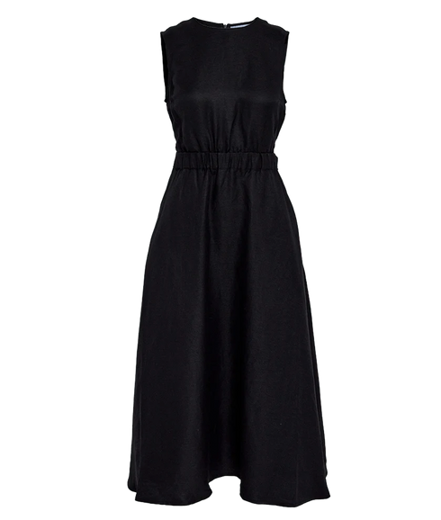 Sabbi Midi Linen Dress - Black