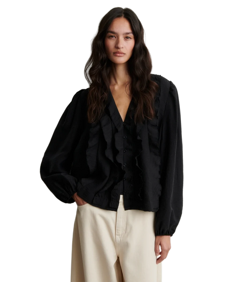 Rayna Frill Blouse - Black
