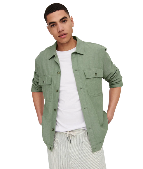 Kennet Linen Overshirt - Green
