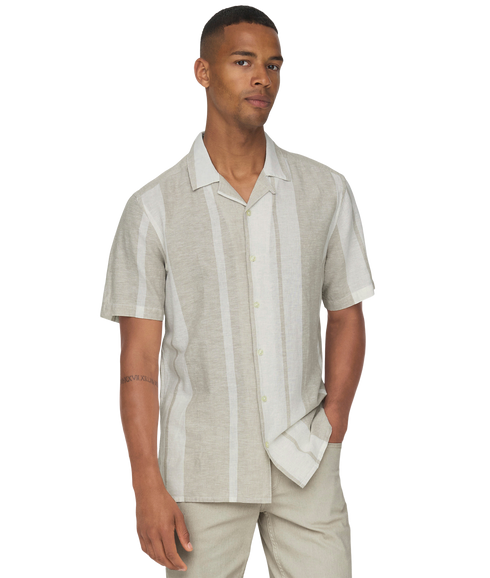 Caiden Life Stripe Res Linenblendnoos - Grey