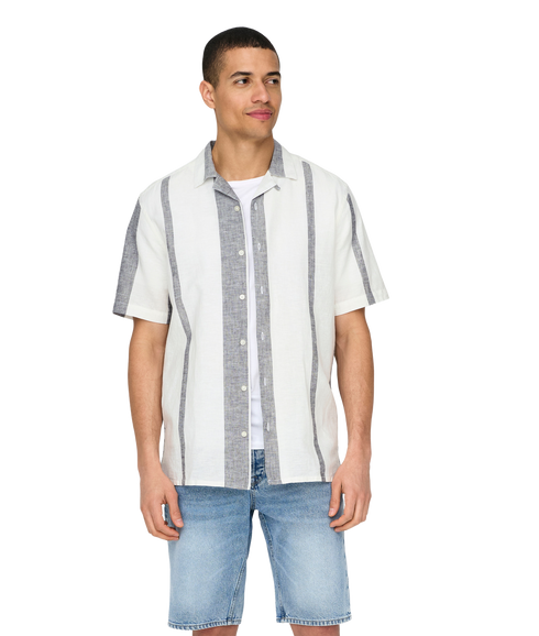 Caiden Life Stripe Res Linenblendnoos - White