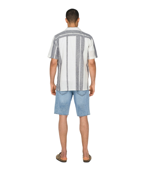 Caiden Life Stripe Res Linenblendnoos - White