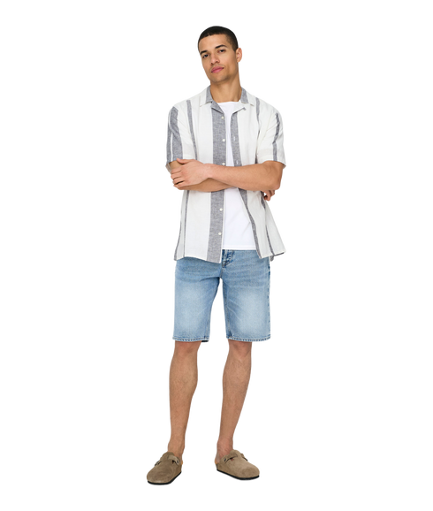 Caiden Life Stripe Res Linenblendnoos - White