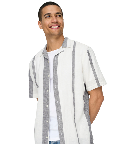 Caiden Life Stripe Res Linenblendnoos - White