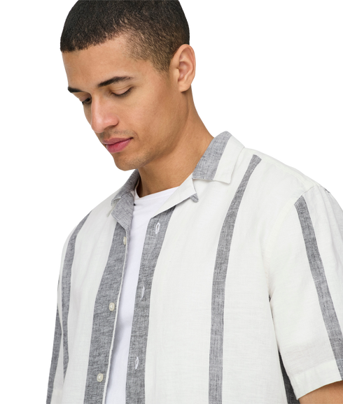 Caiden Life Stripe Res Linenblendnoos - White
