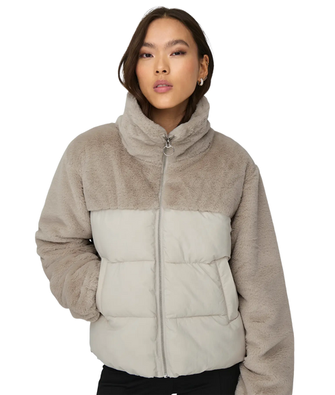 Wanja Fur Puffer Mix Jacket - Grey