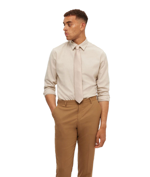 Slim Owen Brushed Shirt - Cream