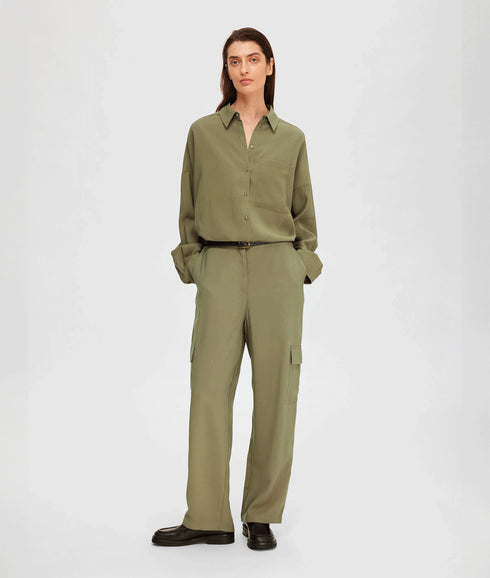 Tapered Cargo Trousers - Dusky Green
