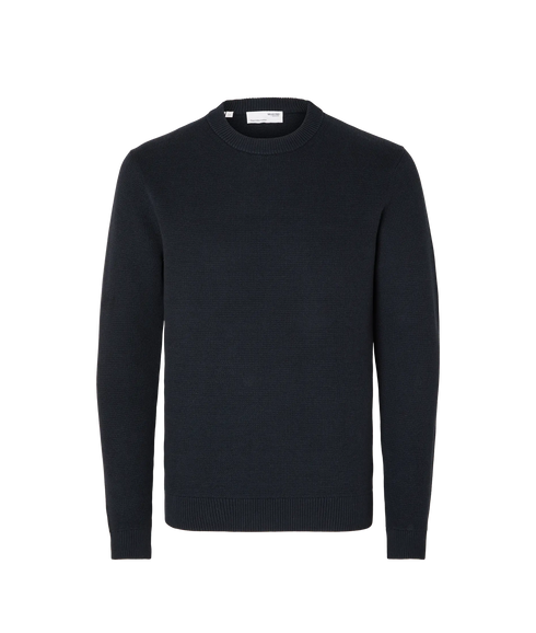 Dane Ls Knit Structure Crew Neck - Blue
