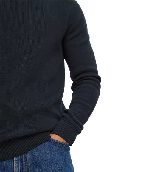Dane Ls Knit Structure Crew Neck - Blue