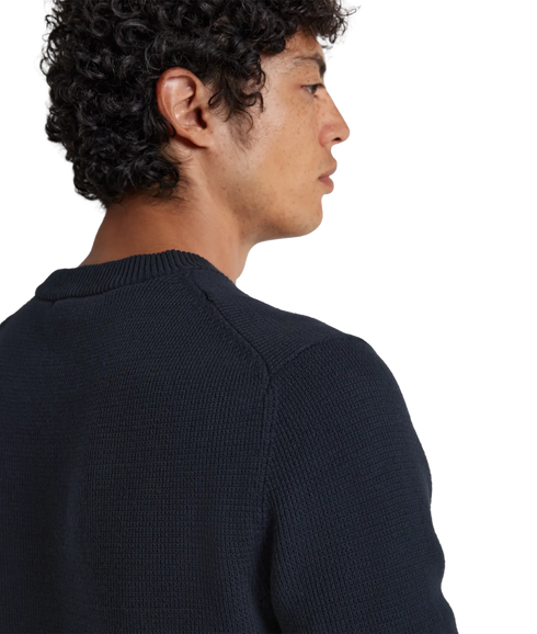 Dane Ls Knit Structure Crew Neck - Blue