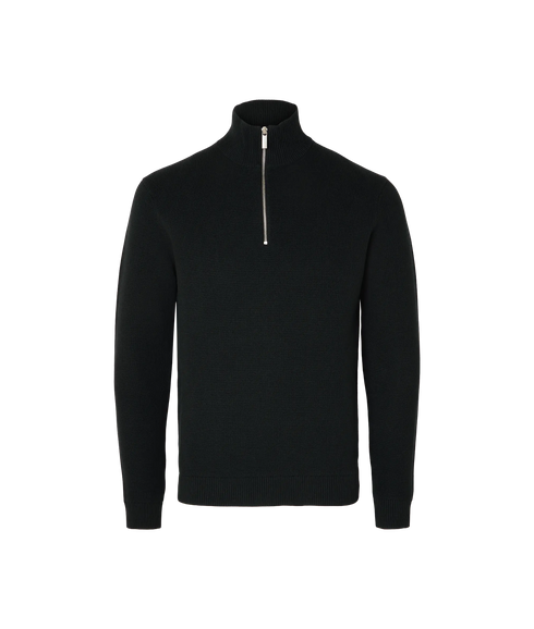 Dane LS Knit Structure Half Zip - Black