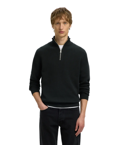 Dane LS Knit Structure Half Zip - Black
