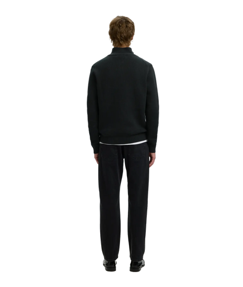 Dane LS Knit Structure Half Zip - Black