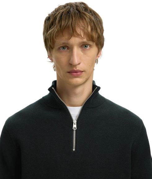 Dane LS Knit Structure Half Zip - Black