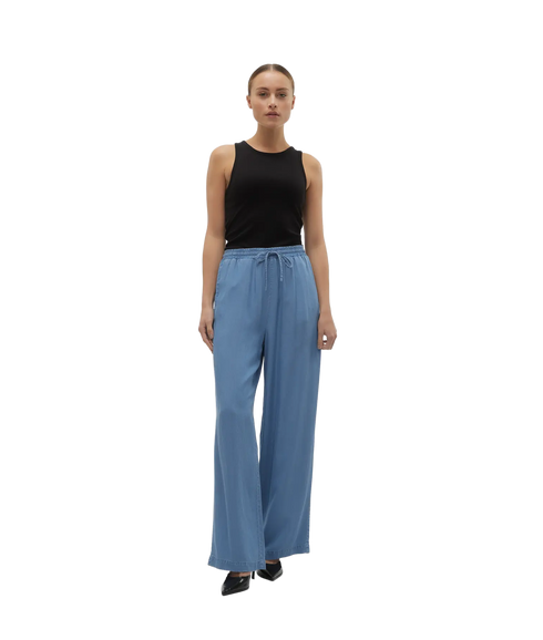 Bree Hw Long Loose Tencel Pants Ga - Blue