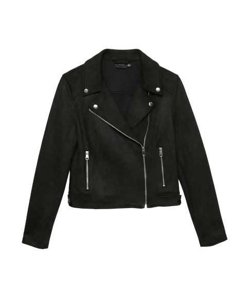 Jose Short Faux Suede Jacket - Black