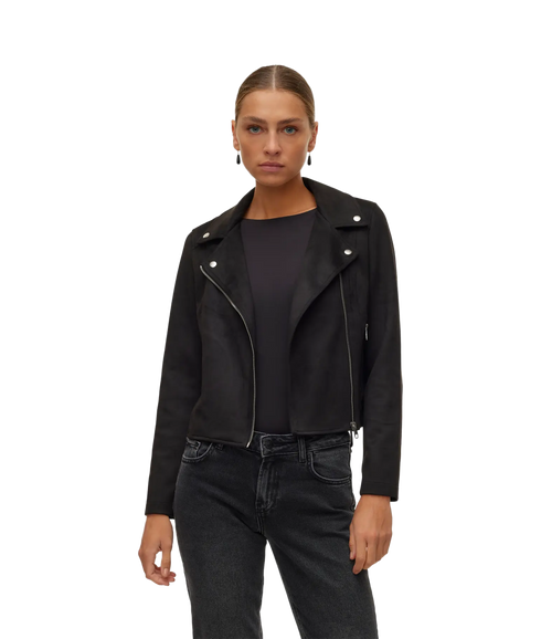 Jose Short Faux Suede Jacket - Black
