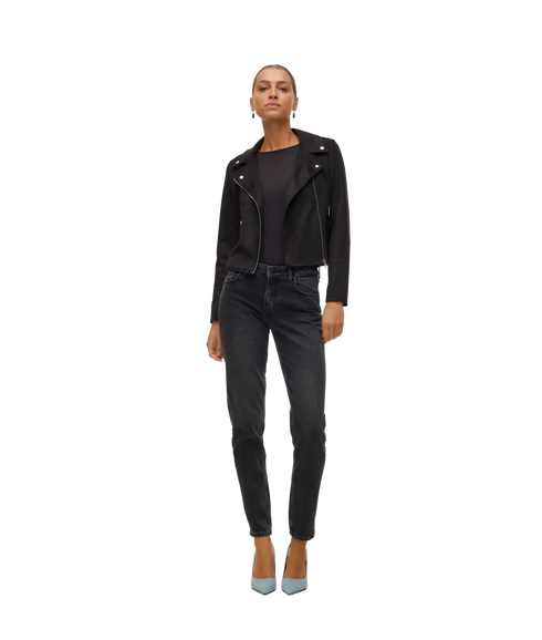 Jose Short Faux Suede Jacket - Black