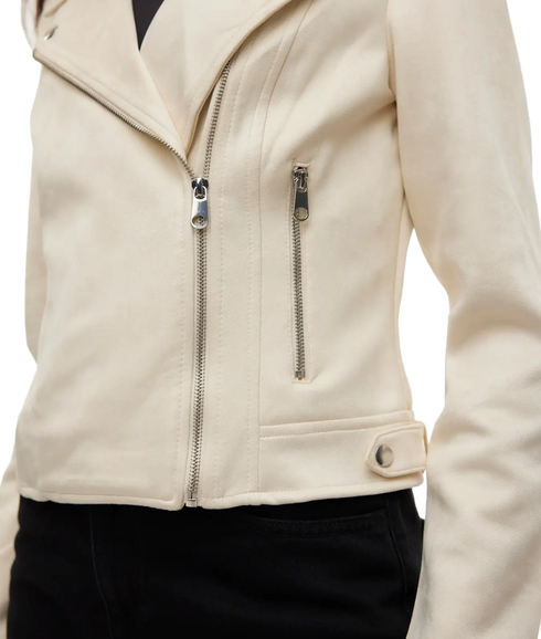 Jose Short Faux Suede Jacket - Grey