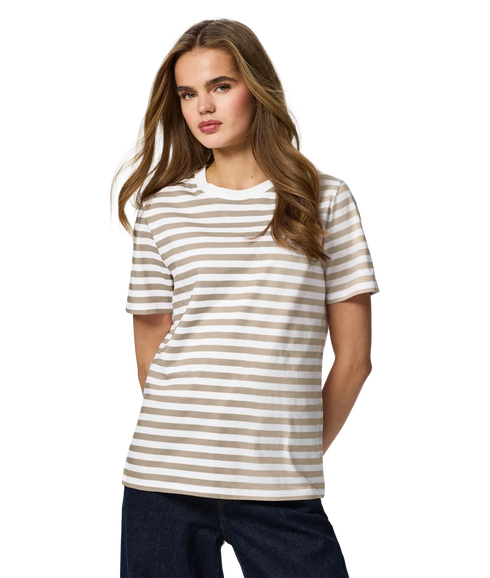 Ria Ss Tee Stripes Jrs Bc - Brown