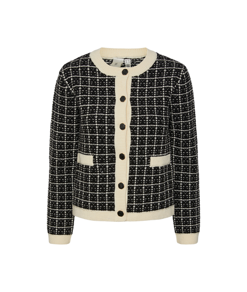 Livia Ls Short Knit Cardigan - Black Birch