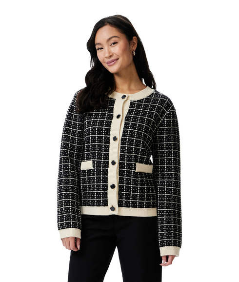 Livia Ls Short Knit Cardigan - Black Birch